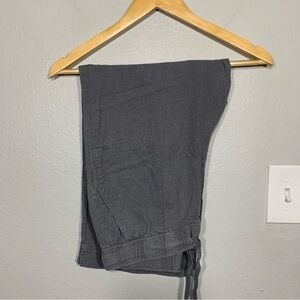 Ellen Tracy‎ Gray Linen Pull On Drawstring Wide Leg Cropped Capri Pants Womens M
